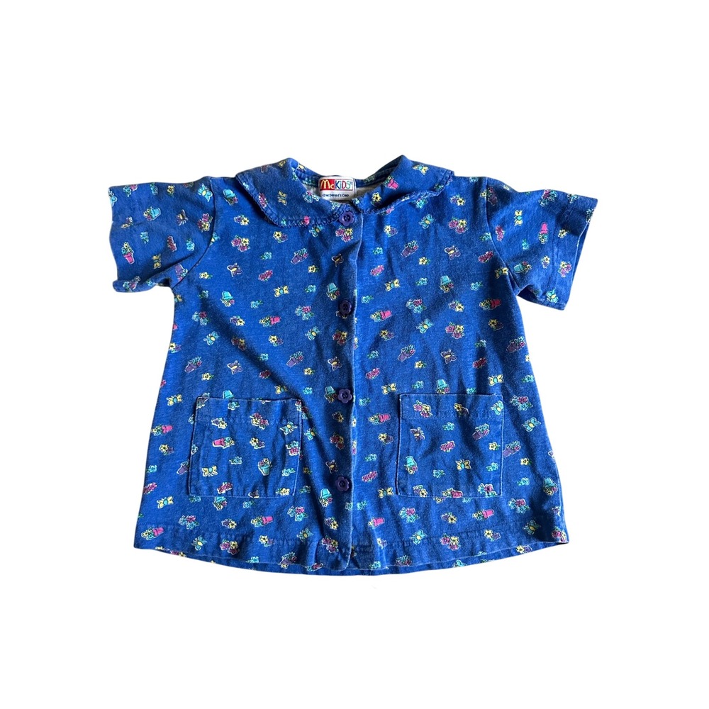 Vintage McKids Floral Peasant Top Toddler Girl 4T Peterpan Collar Patch Pocket